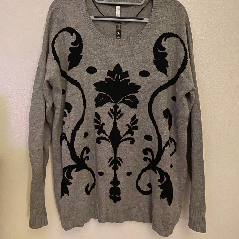 Kensie Damask Crew-Neck Knit Sweater